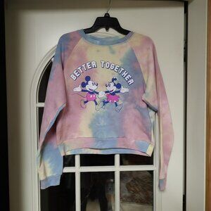 New Disney Better Together Multi-Color Cropped Sweatshirt Size Women's L